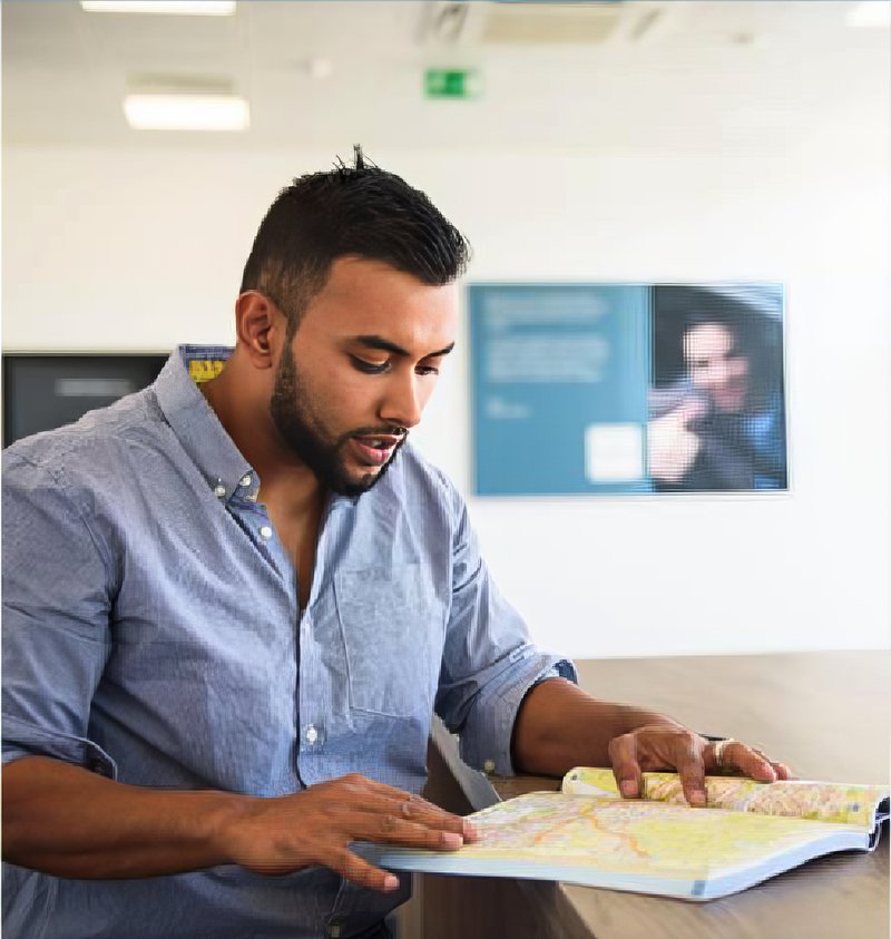 Man studying the topographical test