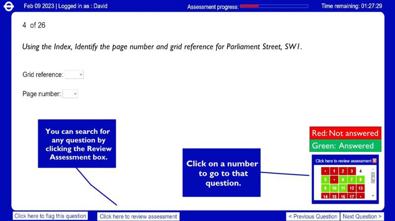 Example screenshot of the topographical skills test